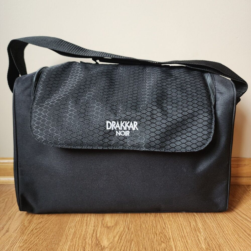 Drakkar Noir Black Duffle Bag Cooler Insulated Bottle Opener Travel Vintage